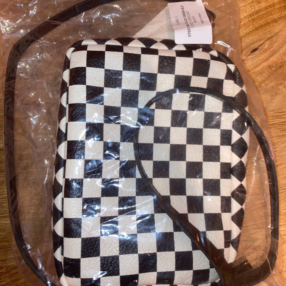 Clare V. Checkered bag with Clare V. black strap